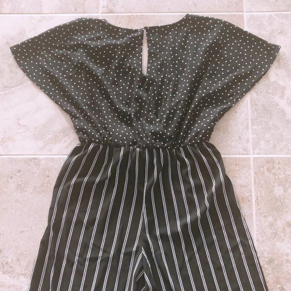 Luxology Jumpsuit Tie-Front Stripe & Polka Dot Print Plus Size 14 NWT - Picture 6 of 13